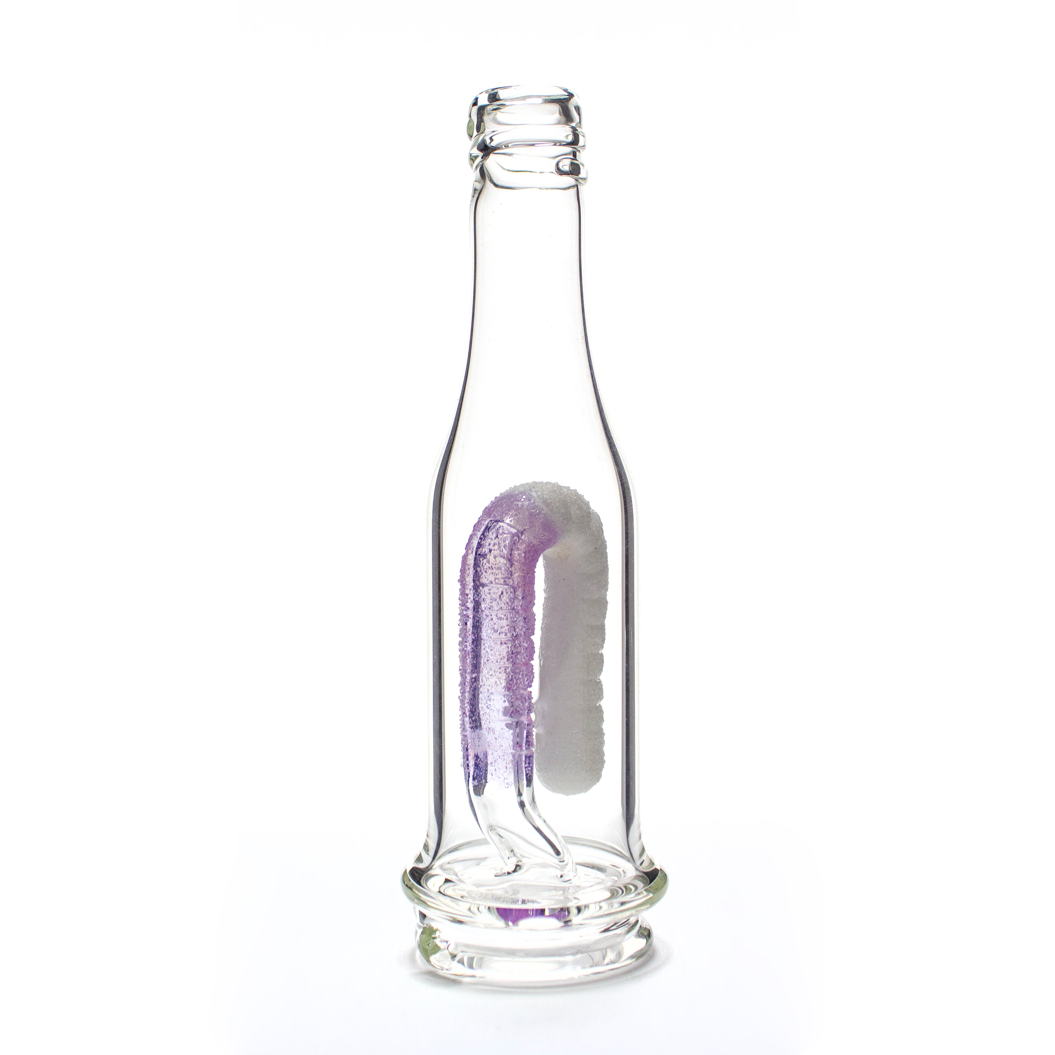 Emperial 1 Glass White & Purple Candy Bottle Peak Top #EMP458 - Planet Caravan